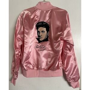 80s Mac Murray Pink Satin Jacket Elvis Presley Embroidered Medium New